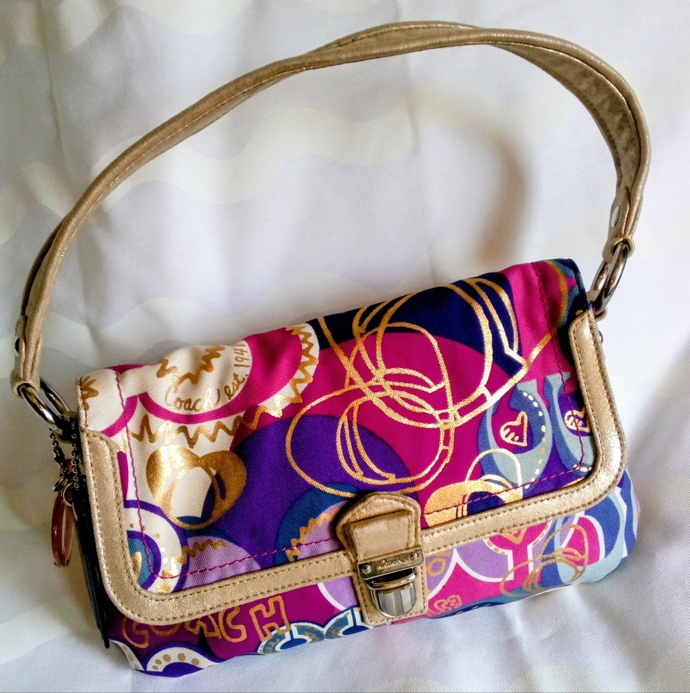 Coach Multicolor Shoulder Bag with Gold Accents